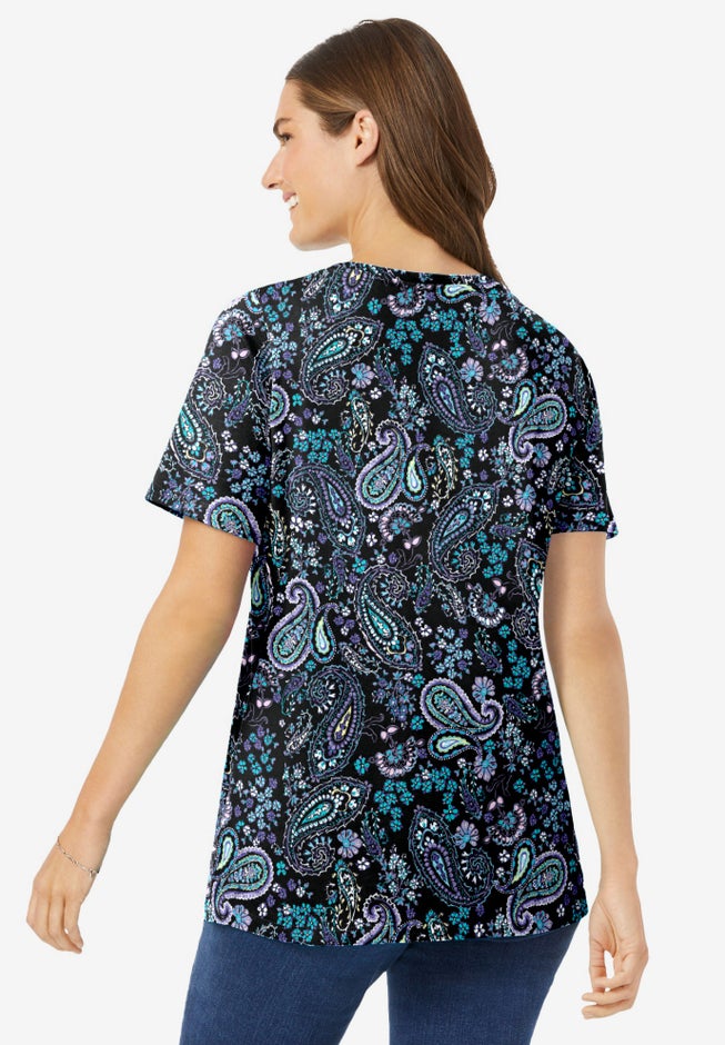 Perfect Printed Short-Sleeve Scoopneck Tee image number 1
