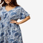 V-Neck Elastic Waist Midi Dress image number null