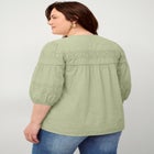 Keyhole Neck Blouse with Crochet Trim image number null