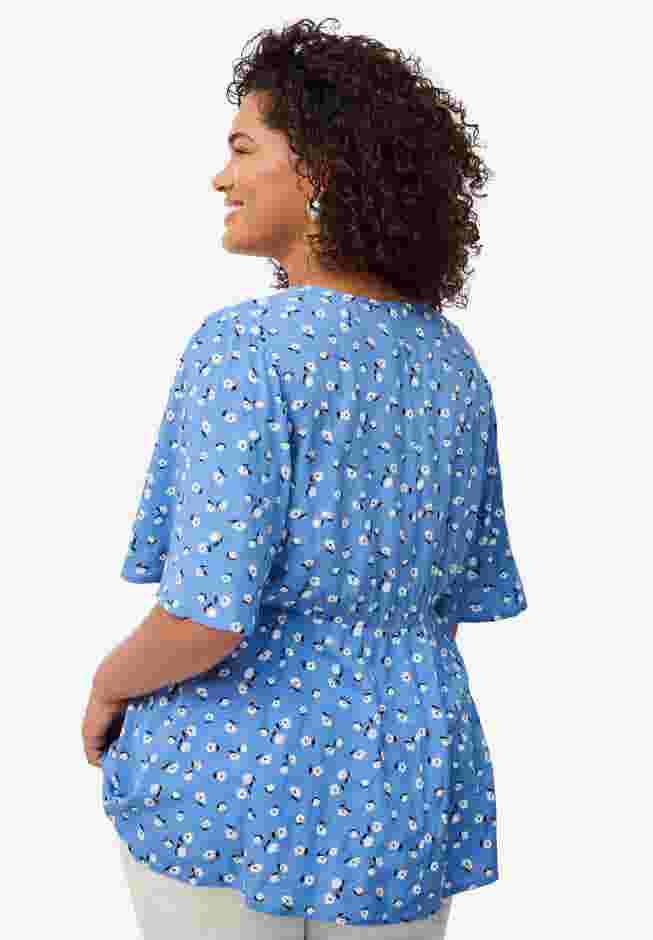 V-Neck Empire Tunic with Button Trim Placket image number 1