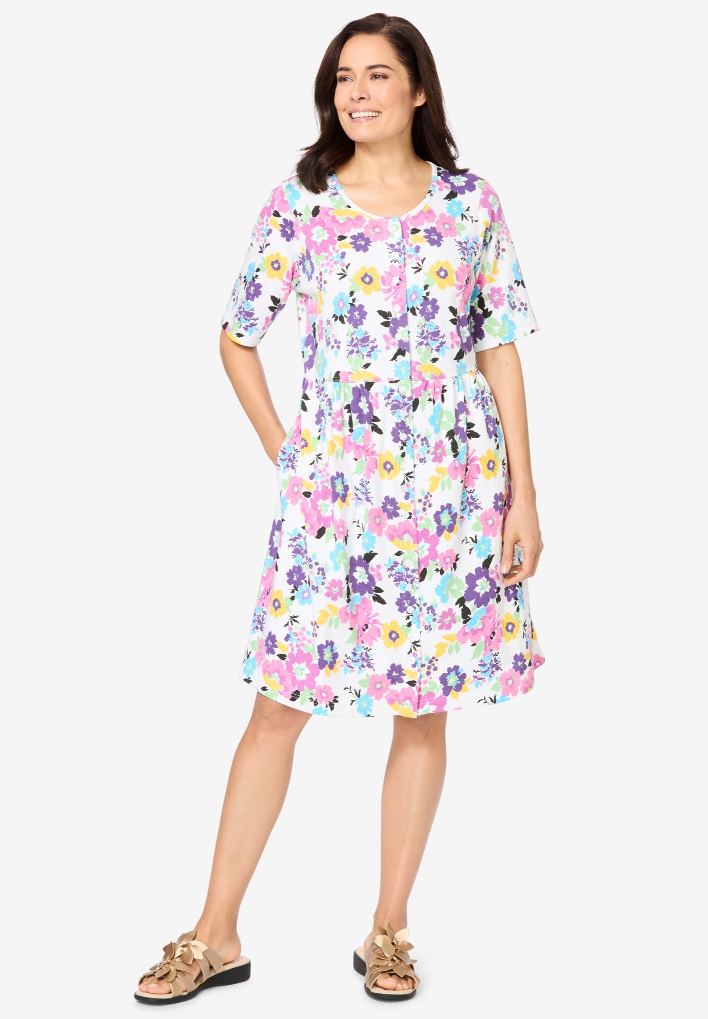 Button-Front Short Essential Dress image number 0