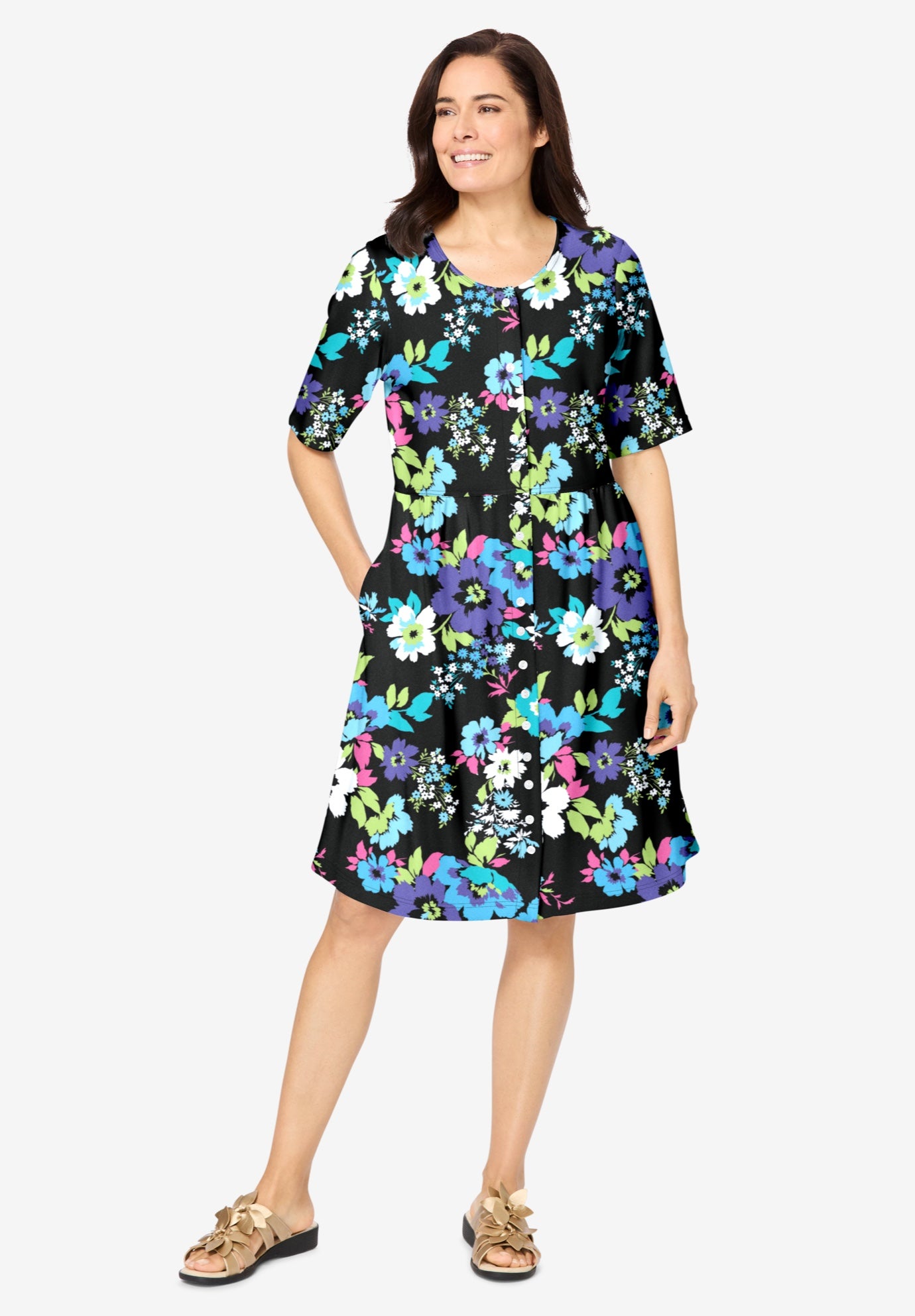 Button-Front Short Essential Dress image number 0