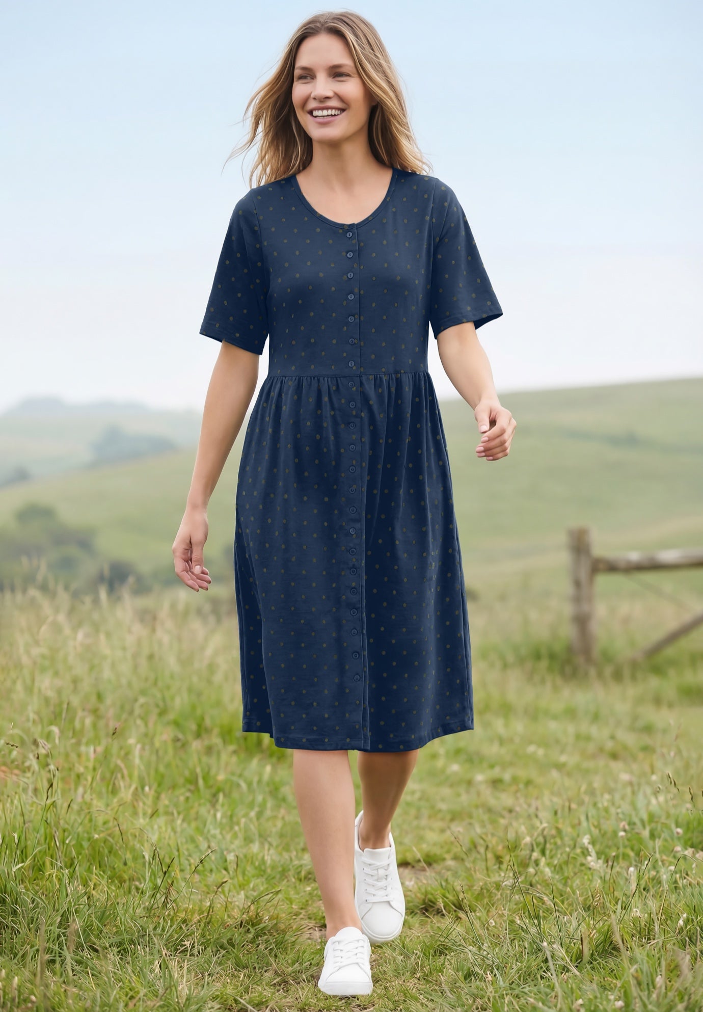 Button-Front Short Essential Dress image number 0