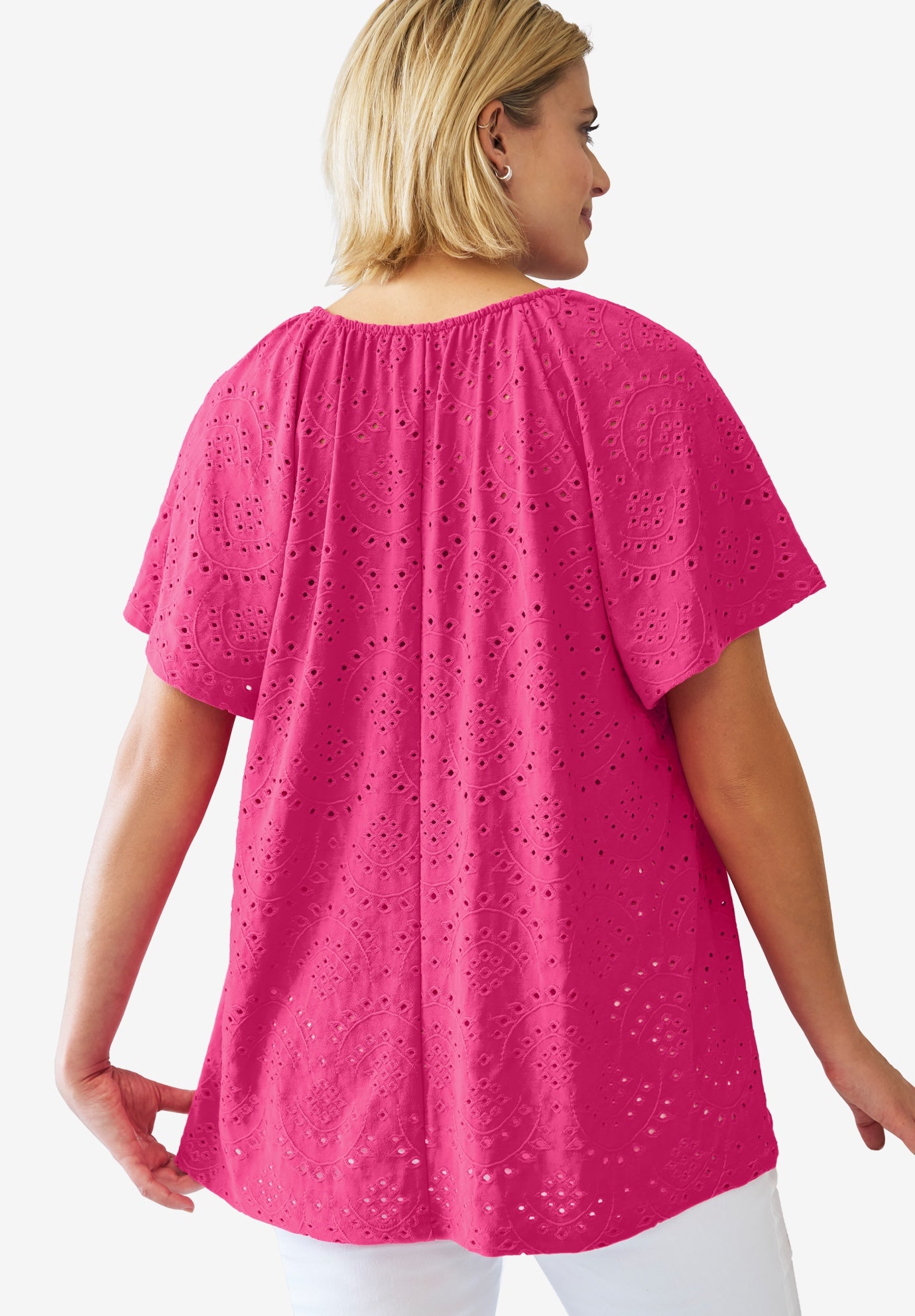 Flutter Sleeve Knit Eyelet Tunic image number 1