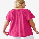 Flutter Sleeve Knit Eyelet Tunic image number null