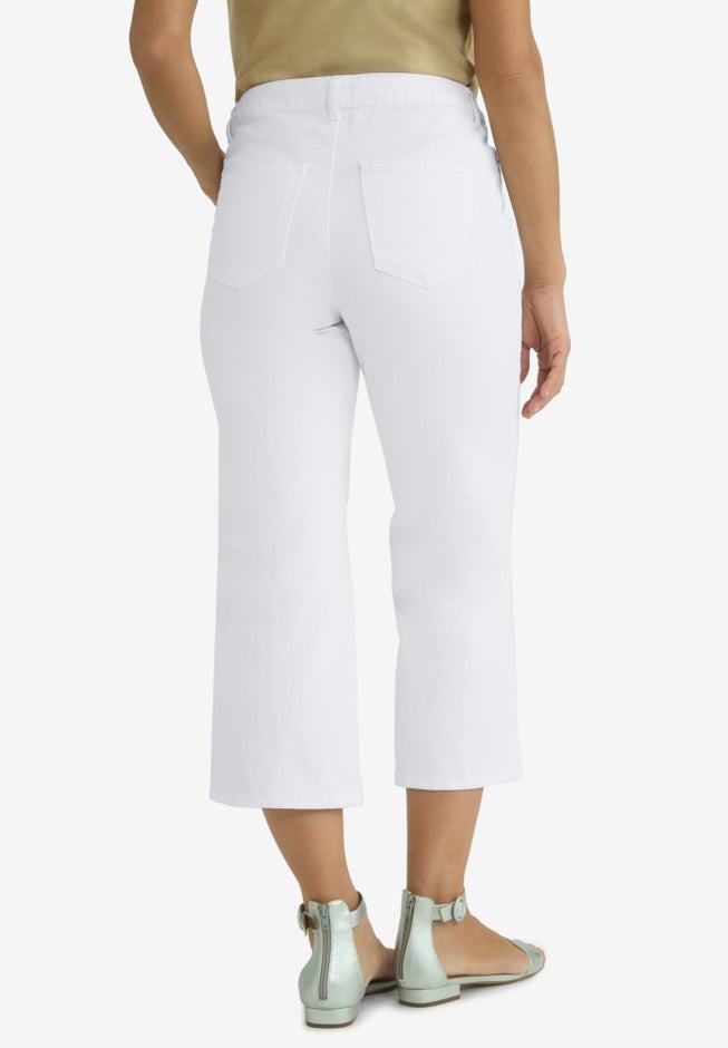 Classic Cotton Denim Wide Leg Crop Jean image number 1