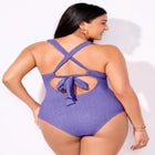 Sparkle Ribbed V-Neck One Piece Swimsuit image number null