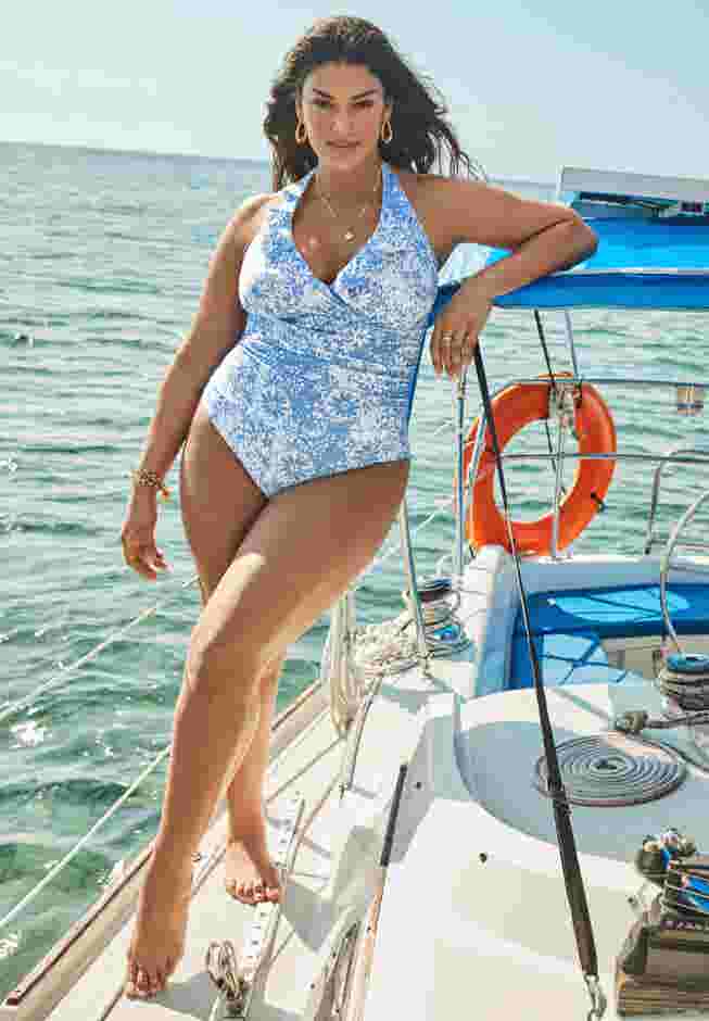 Ruffle V-Neck One Piece Swimsuit image number 0