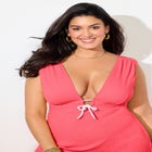 Ribbed Rope-Tie V-Neck Swimdress image number null