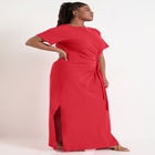 Boatneck Gathered Maxi Dress image number null