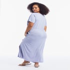 Boatneck Gathered Maxi Dress image number null