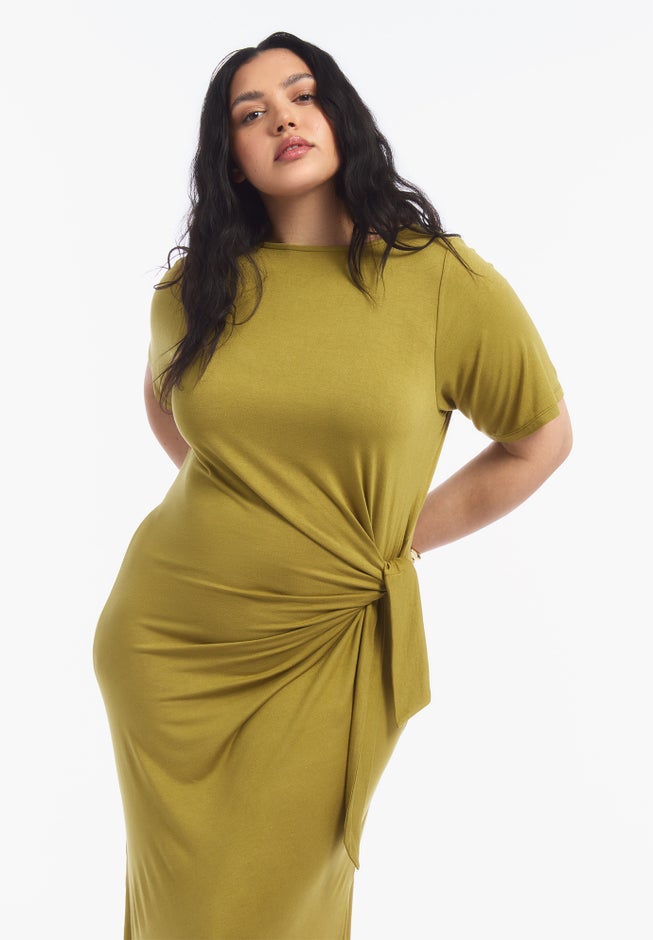 Boatneck Gathered Maxi Dress image number 2