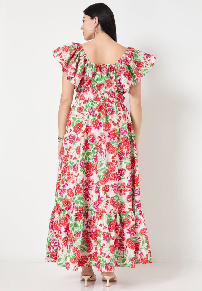 Smocked Poplin Maxi Dress image number 1