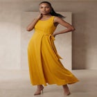 Stretch Cotton Side Tie Maxi Dress image number null