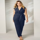 Belted Crepe Vest Set image number null