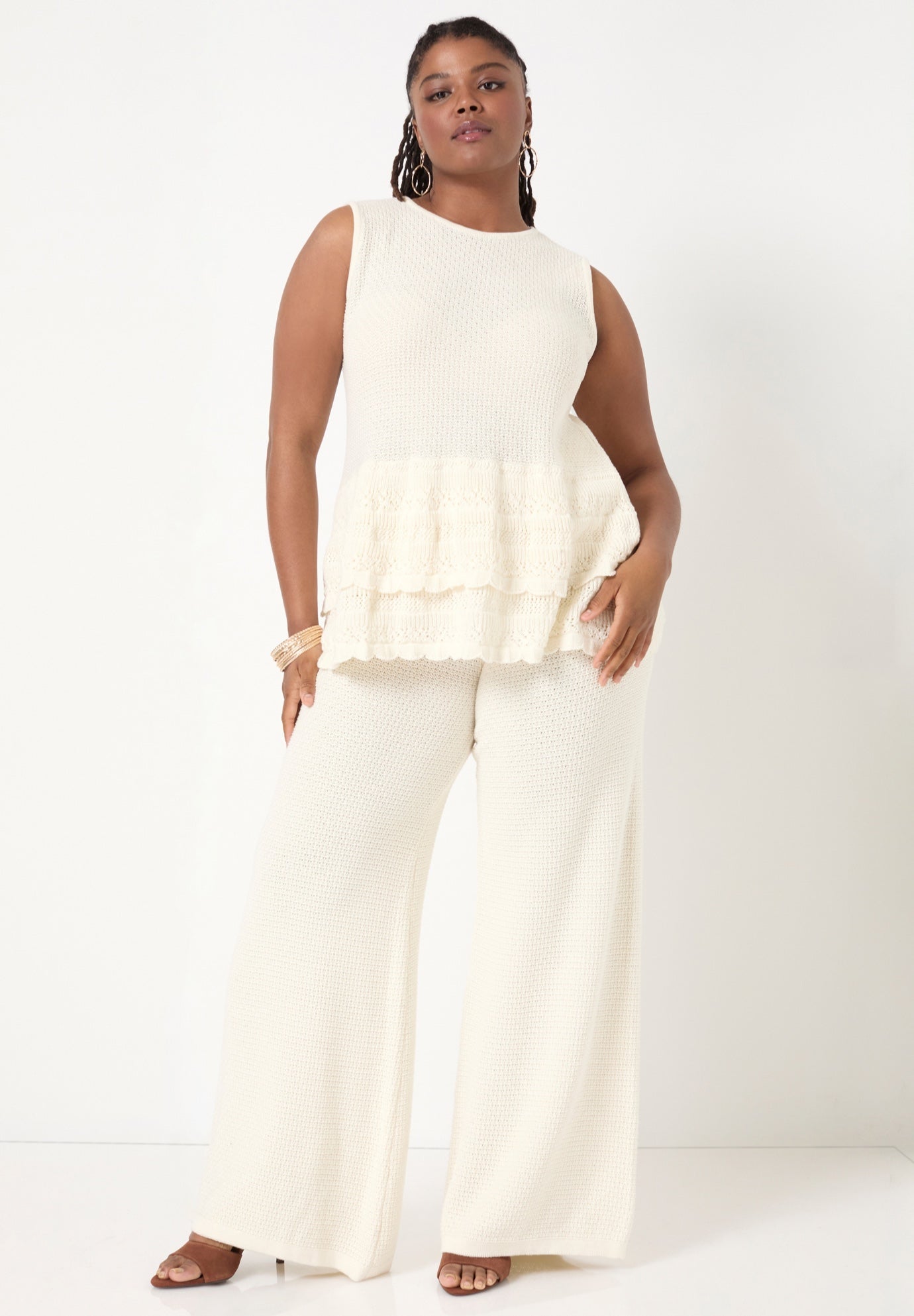 Ruffled-Hem Peplum Tank Top image number 3