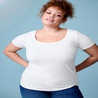 Ribbed Scoopneck Top image number null