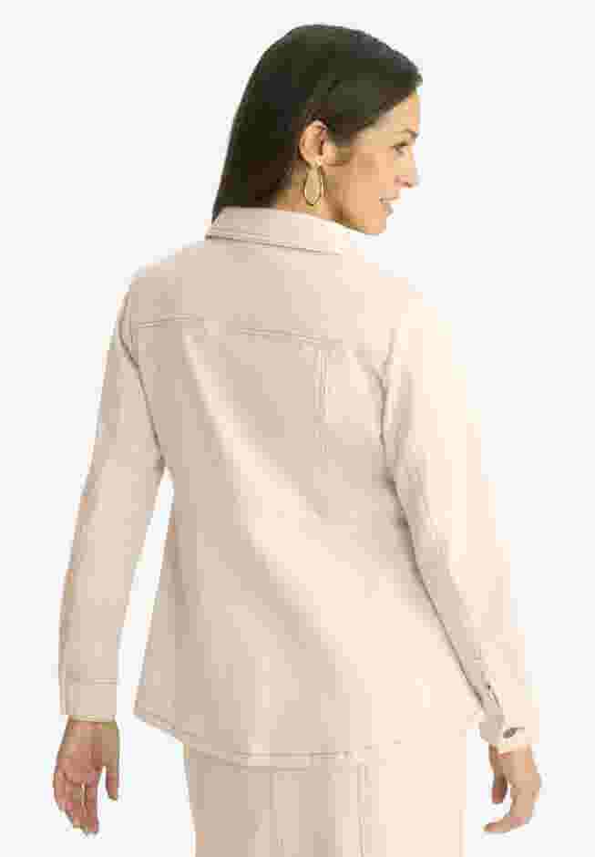 Contrast Stitch Peplum Denim Jacket image number 1