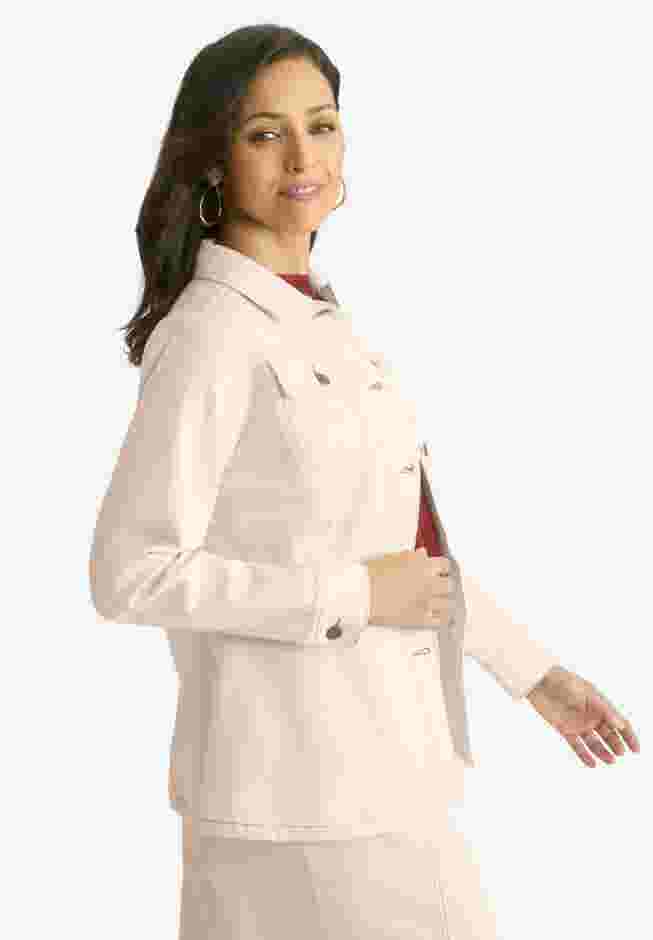 Contrast Stitch Peplum Denim Jacket image number 2