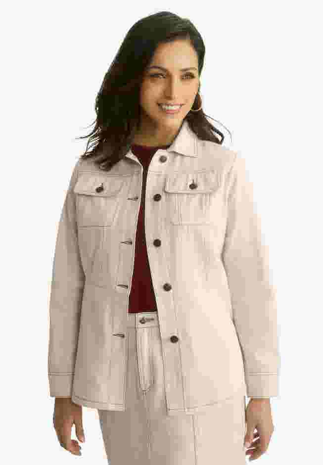 Contrast Stitch Peplum Denim Jacket image number 0
