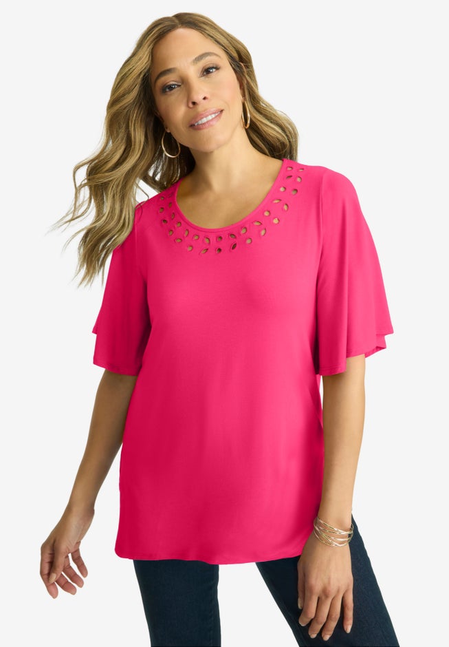 Cutout Flutter Sleeve Tunic image number 0