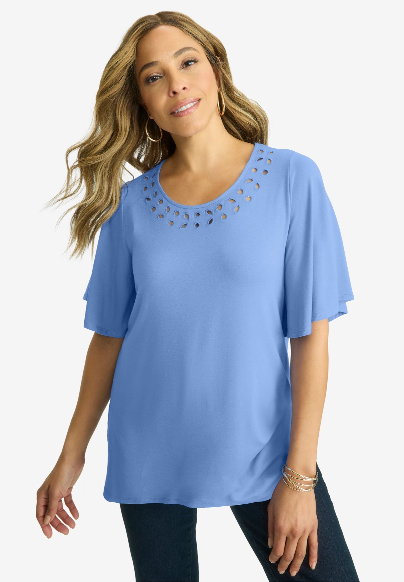 Cutout Flutter Sleeve Tunic image number 0