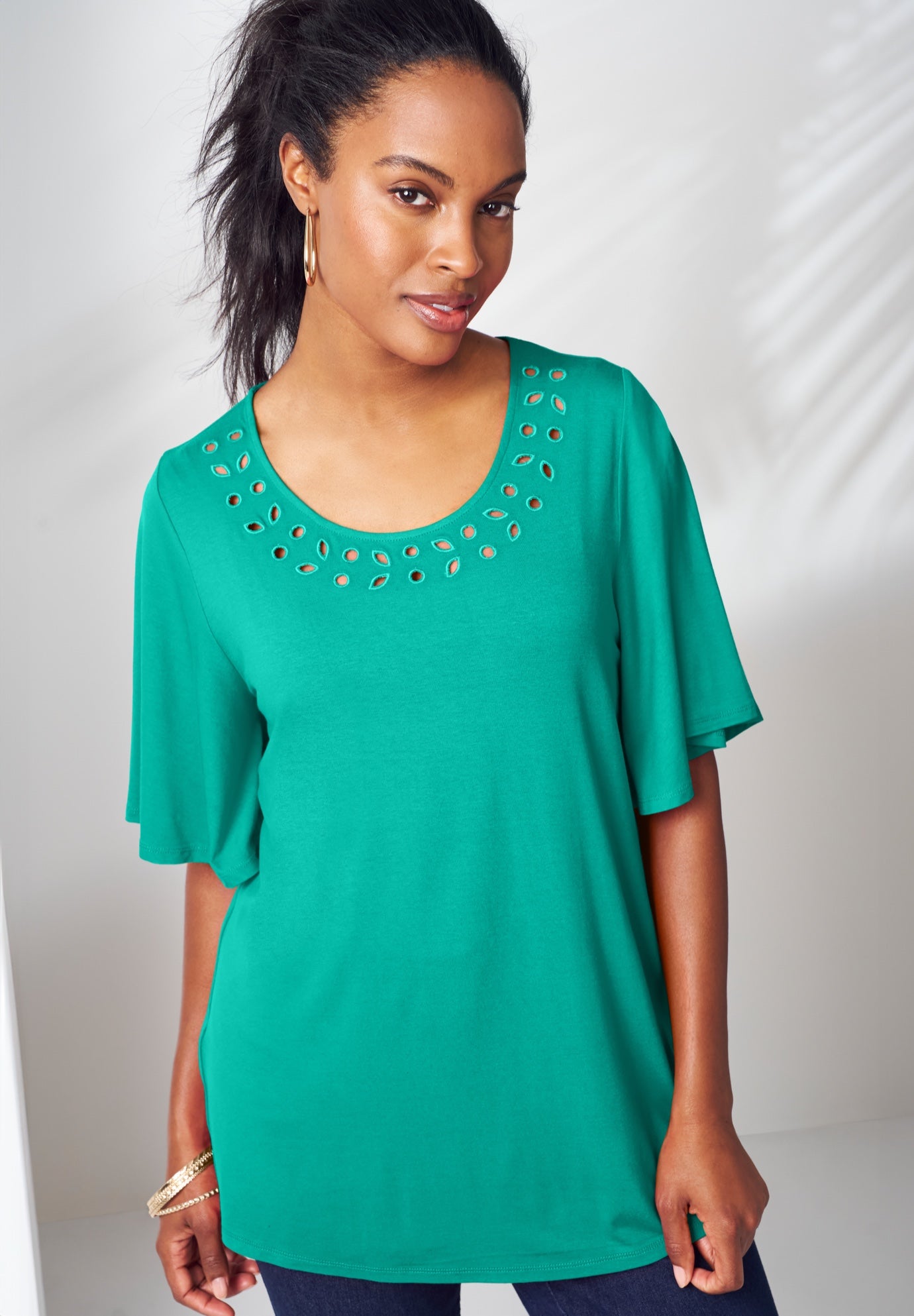Cutout Flutter Sleeve Tunic image number 0