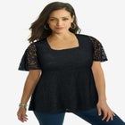 Square Neck Lace Peplum Tunic image number null