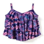 Longer-Length Tiered-Ruffle Tankini Top image number null