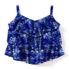Longer-Length Tiered-Ruffle Tankini Top image number null