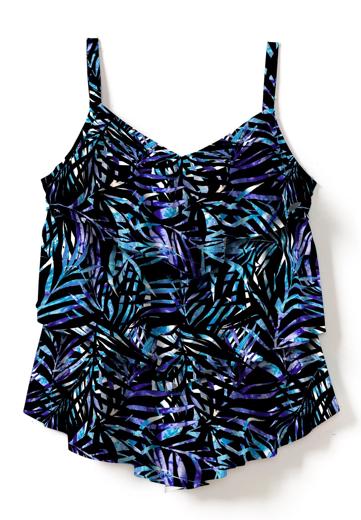 Longer-Length Tiered-Ruffle Tankini Top image number 3