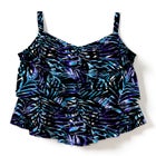 Longer-Length Tiered-Ruffle Tankini Top image number null
