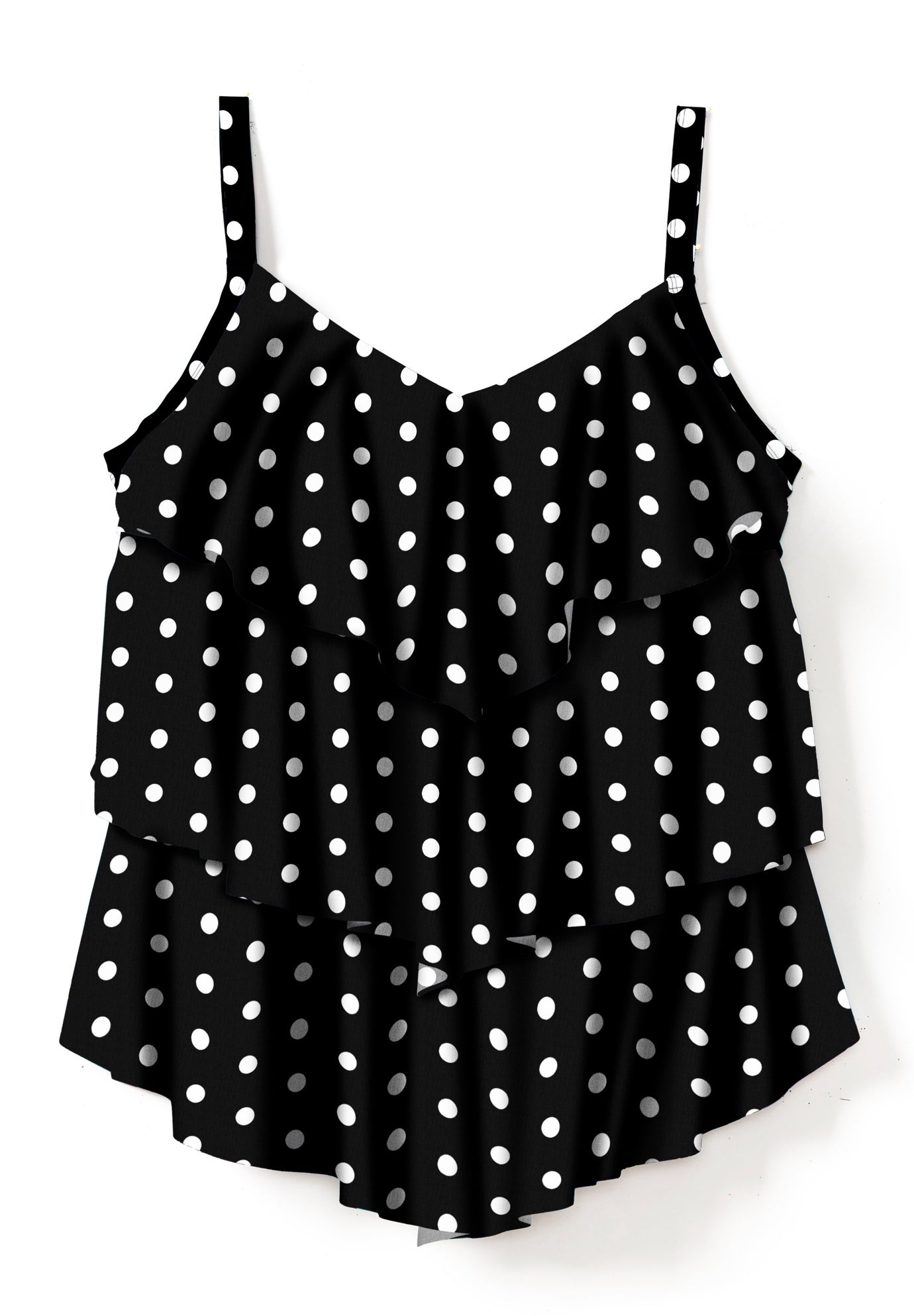 Longer-Length V-Neck Tiered-Ruffle Tummy Control Tankini Top image number 3