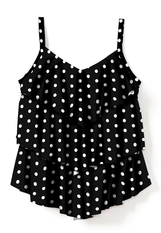 Longer-Length V-Neck Tiered-Ruffle Tummy Control Tankini Top image number 3