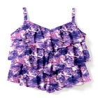 Longer-Length Tiered-Ruffle Tankini Top image number null
