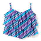 Longer-Length V-Neck Tiered-Ruffle Tummy Control Tankini Top image number null