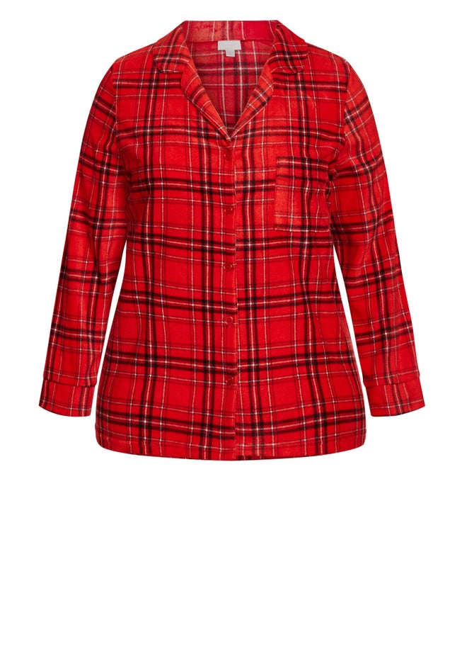 Fleece Check Sleep Top image number null