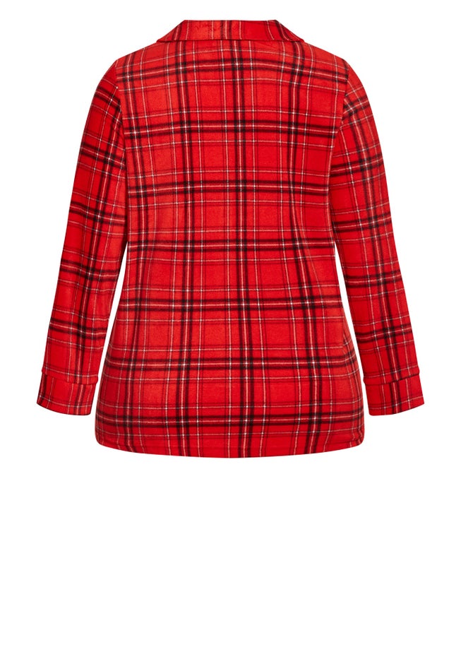 Fleece Check Sleep Top image number null