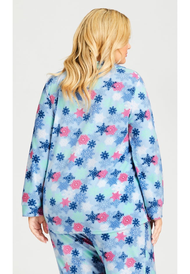 Snowflake Button Fleece Sleep Top image number 1