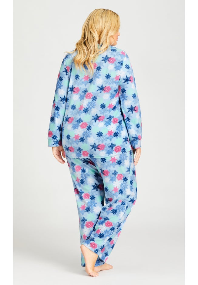 Snowflake Button Fleece Sleep Top image number 4