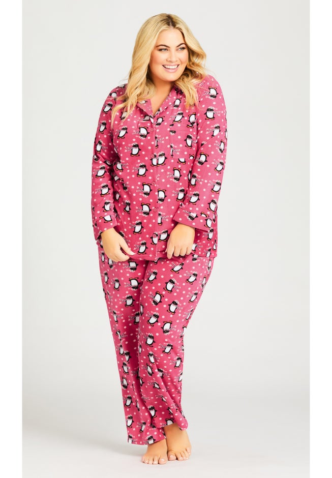 Penguin Button Fleece Sleep Top image number 3
