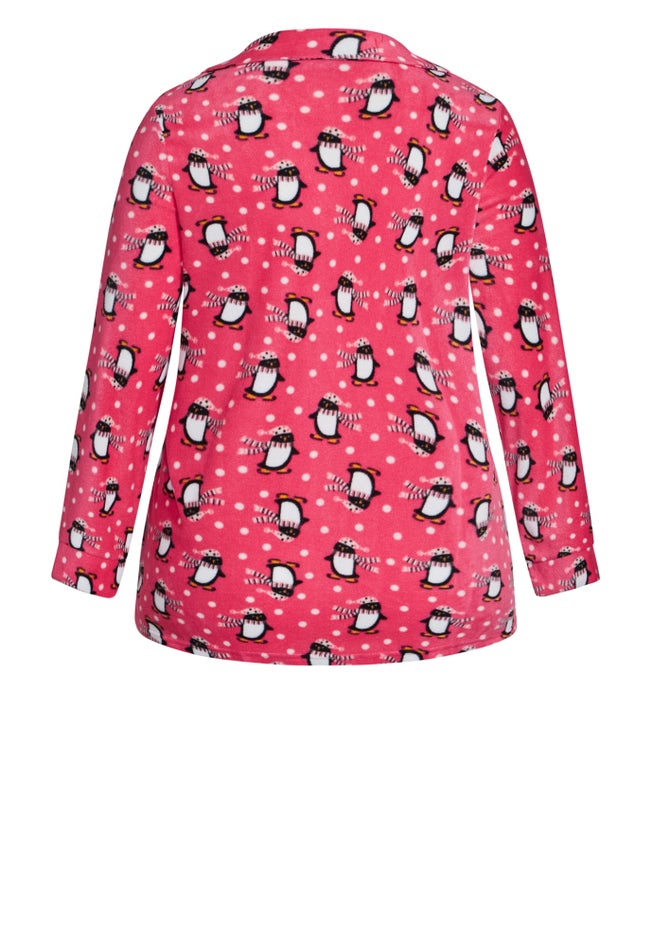 Penguin Button Fleece Sleep Top image number 5
