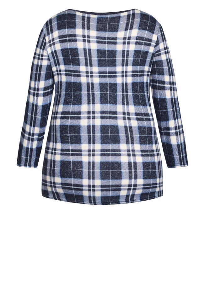 Hacci V Neck Check Top image number null