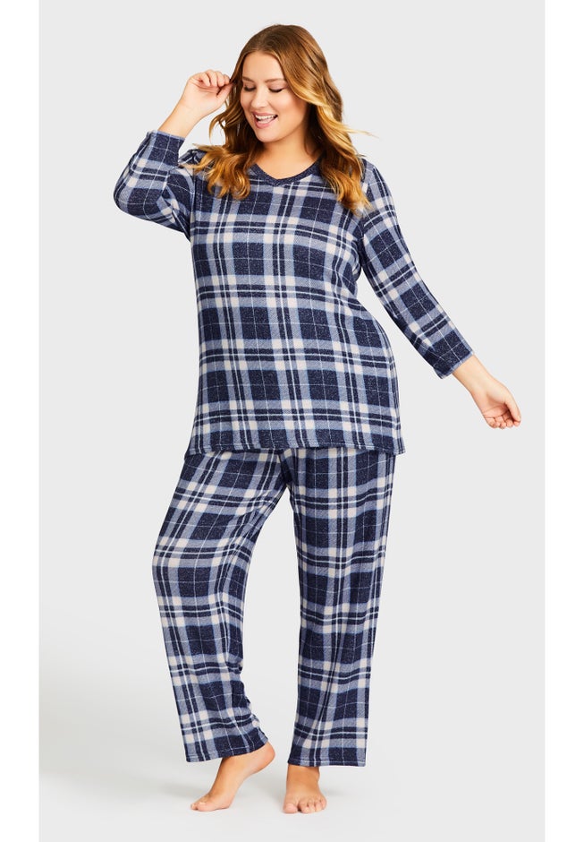 Hacci V Neck Check Top image number null