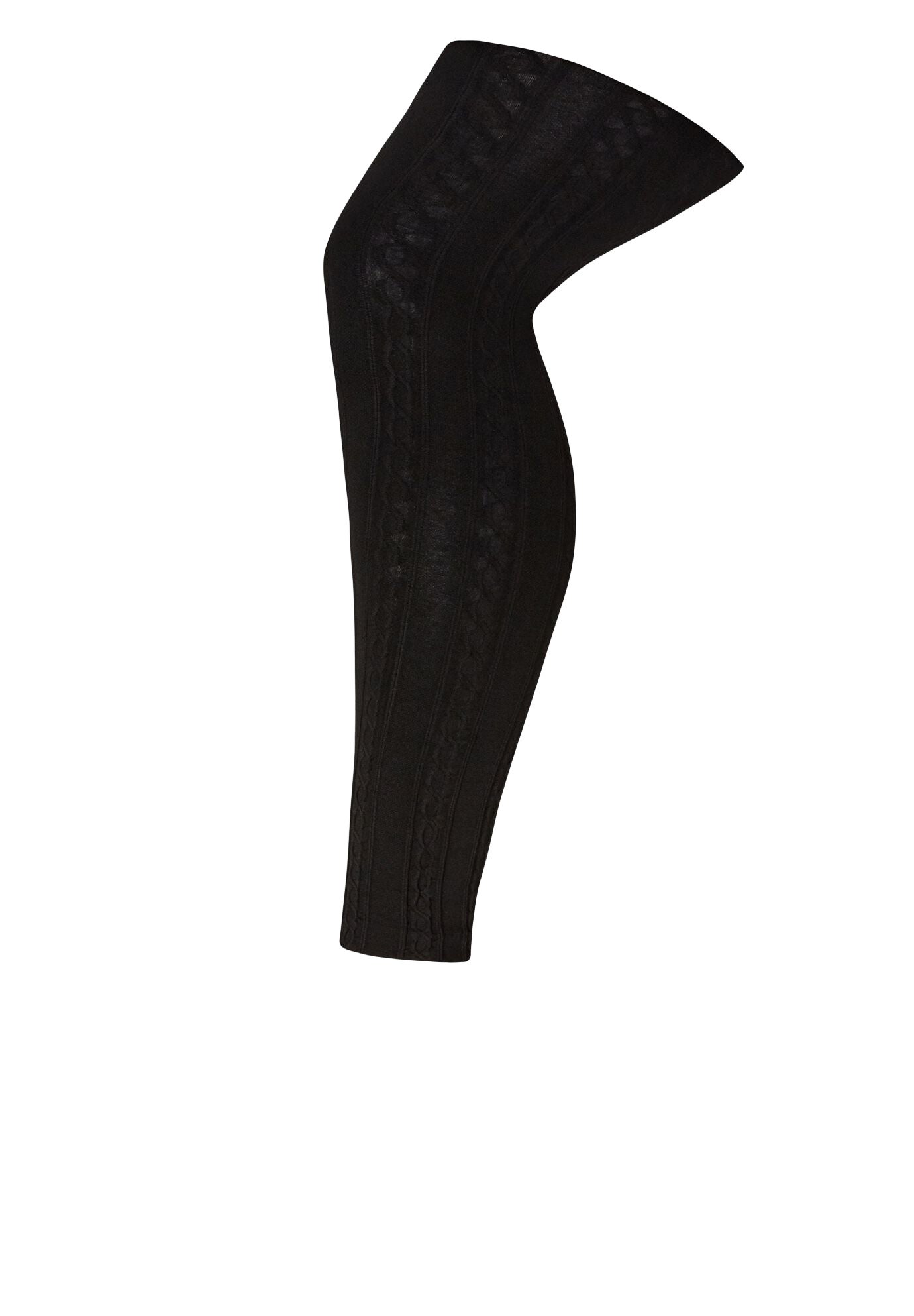 Plush Lined Cable Knit Footless Leggings image number 1
