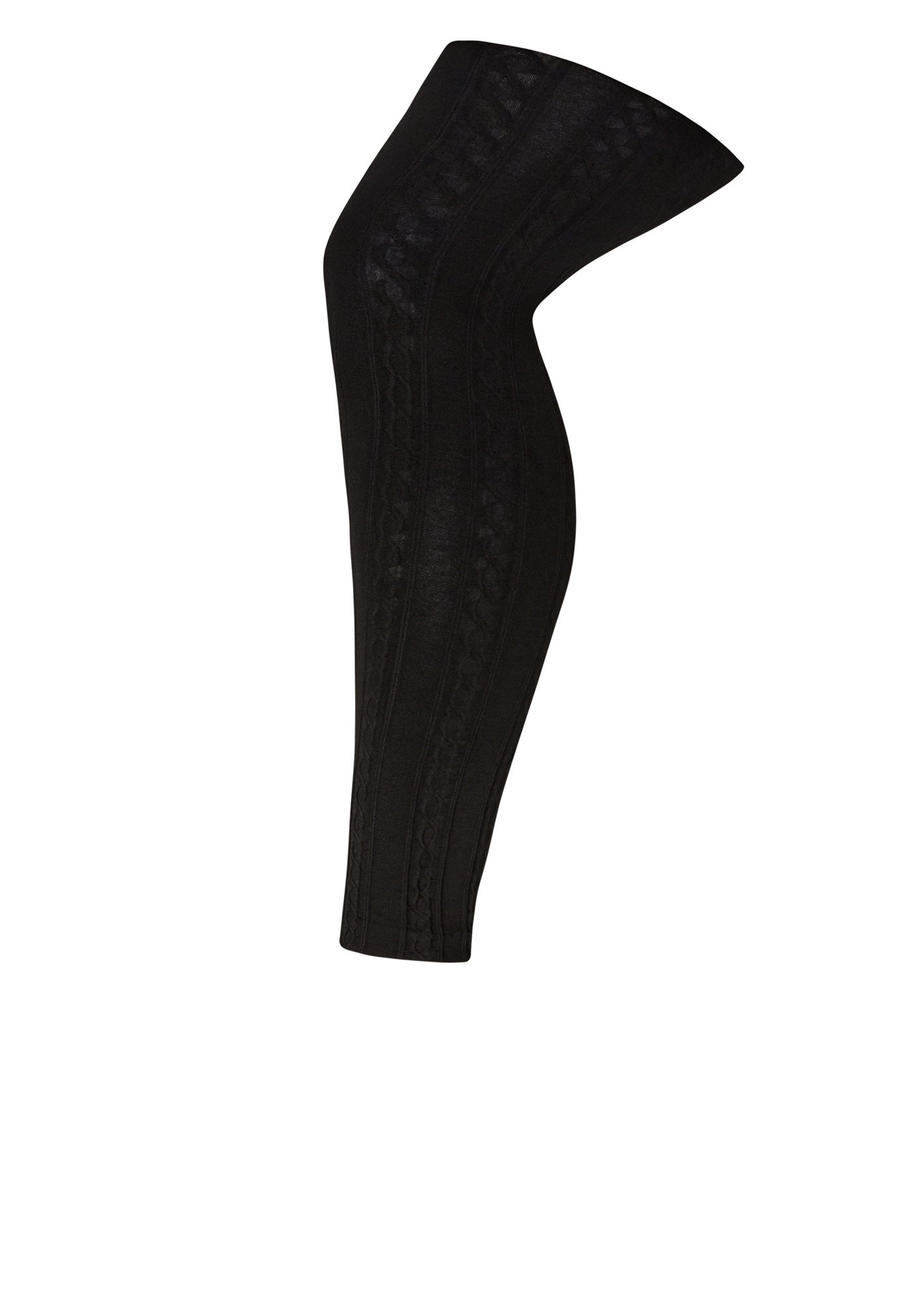 Plush Lined Cable Knit Footless Leggings image number 0