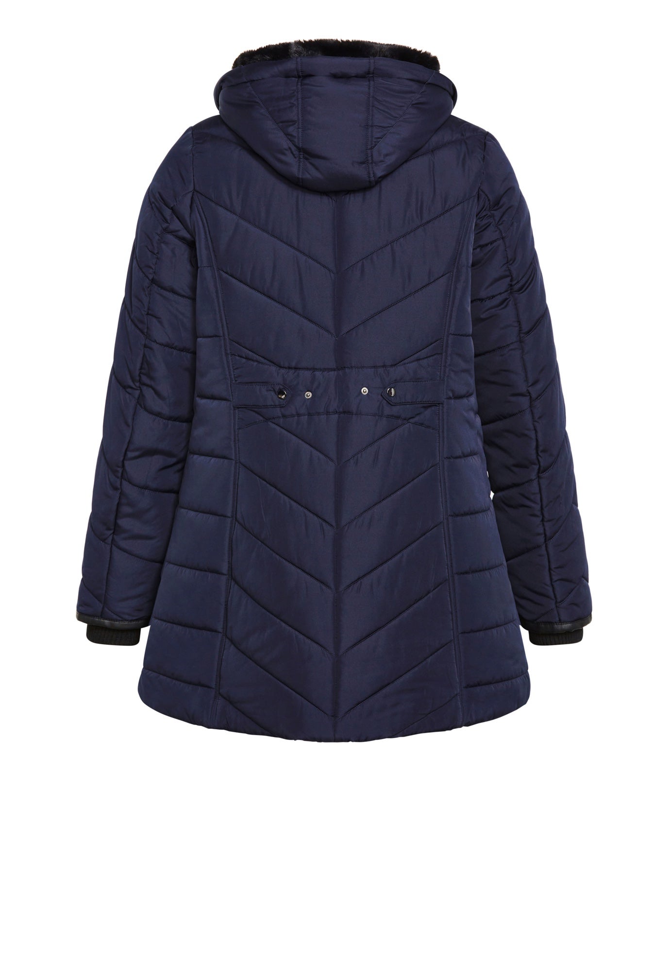 Chevron Faux Fur Hood Long Puffer Coat image number 7