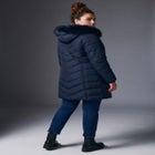 Chevron Faux Fur Hood Long Puffer Coat image number 9