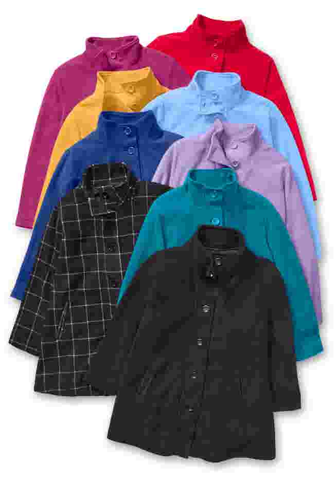 Fleece Swing Funnel-Neck Coat image number 3