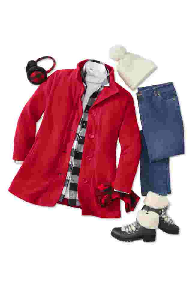 Fleece Swing Funnel-Neck Coat image number 3